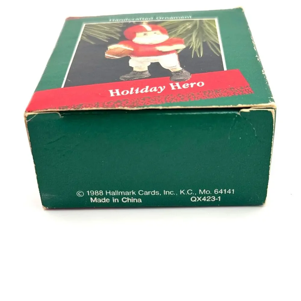Vintage 1988 Hallmark‎ Holiday Hero Football Player Ornament Santa Claus
